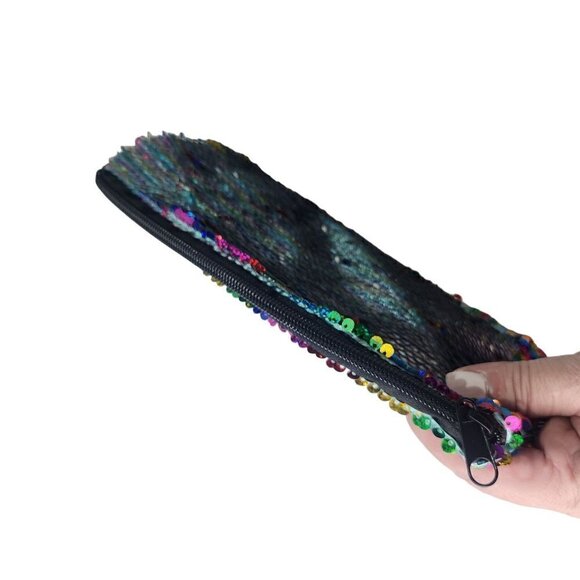 Rainbow Magic Sequin Two-Tone Reversible Flip Zip Up Pouch 9.5"L x 7.5" - Picture 7 of 10